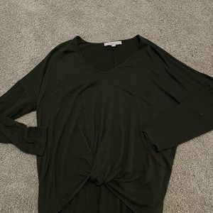 Loft light weight olive green knot front sweater